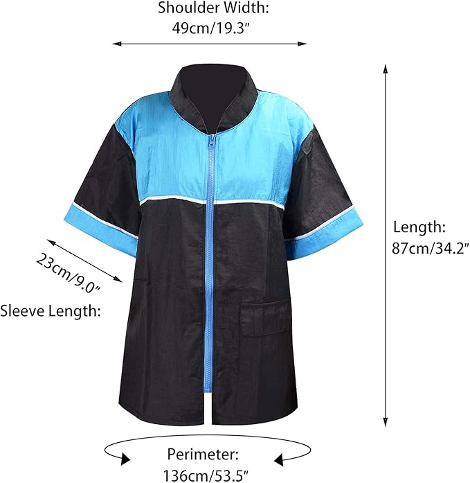 Noverlife Pet Grooming Jacket with Zipper, XL Size, Lightweight Hair Repellent Shirt Style Pet Groomer Smock for Dog Cat Grooming, Hair Salon Barber Hairdresser Work Clothes