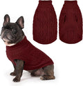 PUPTECK Dog Sweater, Turtleneck Warm Knitted Pullover Coat, Thick Cable Knitwear Clothes in Winter, Pet Apparel Outfits for Small Medium Dogs, for Cold Weather Indoor & Outdoor, Deep Red M