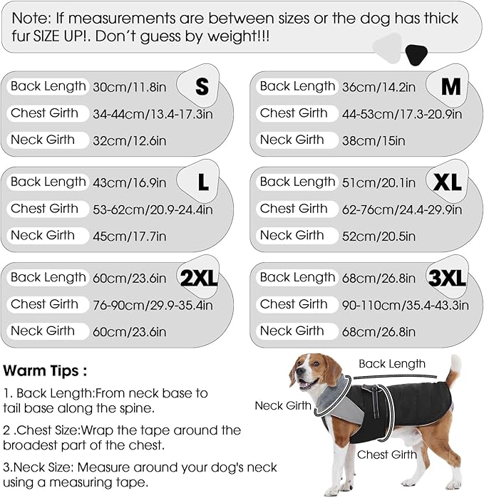Nanaki Warm Fleece Lined Dog Coats Vests for Winter Waterproof, Furry Collar Dog Jacket with Leash Hole, Reflective Pet Snow Jacket Suit for Outdoor Walking Hunting,Easy On Puppy Coat Beagle, Black L