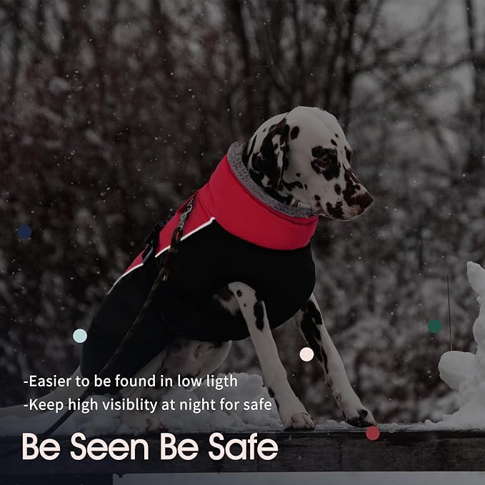 IECOii Extra Warm Reflective Adjustable Dog Jacket - Winter Coat with Buckle & Fleece Turtleneck for Cold Weather - Soft Winter Coat for Small, Medium & Large Dogs