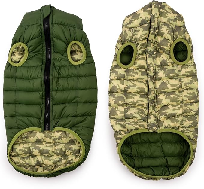 Winchester Pet Premium Reversible Dog Puffer Vest, Green, Small