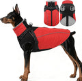 ASENKU Reflective Dog Coat with Built-in Harness, Windproof Fleece-Lined Dog Jacket for Small, Medium, Large Dogs, Warm Winter Vest with Turtleneck & Zipper (Red XL)