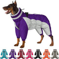 SUNFURA Full Body Dog Coat - Warm Fleece Jacket for Small Dogs, Turtleneck Winter Coats with Harness, Reflective Dog Snowsuit Windproof Puffer Jackets with Legs for Pug, Jack Russel, Purple S