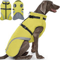 QBLEEV Warm Dog Coat for Medium Dogs, Waterproof Dog Winter Jacket with Built-in Harness & Reflective, Snowproof Warm Coat with Zip Closure, Windproof Neck Drawcord Snow Jackets, Green, L