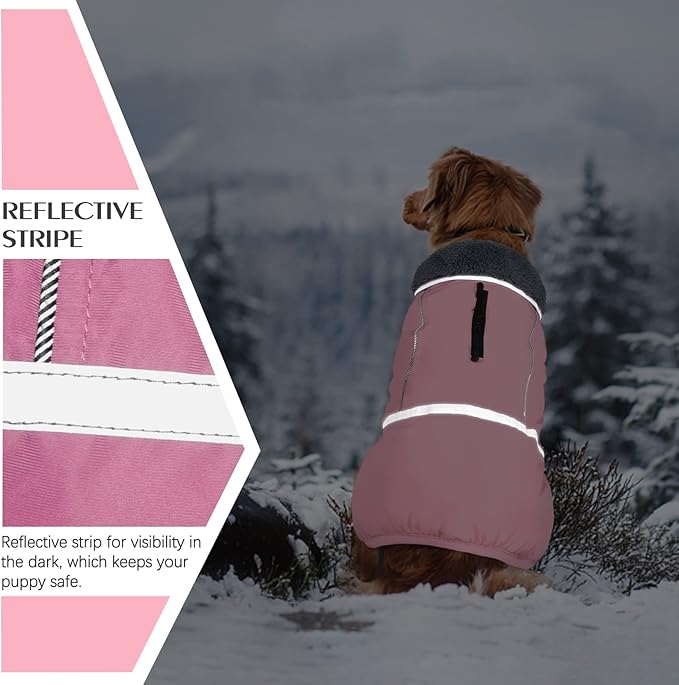 QBLEEV Warm Dog Coat Reflective Dog Jacket, Waterproof Dog Winter Coat Turtleneck Dog Clothes for Cold Weather, Thick Fleece Dog Snowsuit Christmas Dog Vest Pet Apparel for Small Medium Large Dogs M