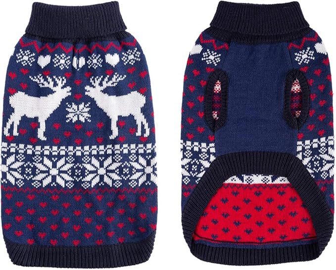 SCENEREAL Small Dog Girls & Boys Turtleneck Sweater - Winter Puppy Clothes, Christmas Outfit - Dachshund, Yorkie, Chihuahua Sizes