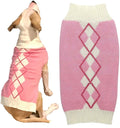 Pink Argyle Knit Dog Sweater for Girl Size Back Length 19" Girth 22-24"