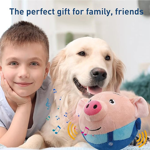 Active Moving Pet Plush Toy, Interactive Dog Toys, Squeaky Moving Dog Ball Toy, Dog Toys to Keep Them Busy, Washable Cartoon Pig Plush Sound Electronic Dog Toy, Small Plush Sound Toys for Dogs