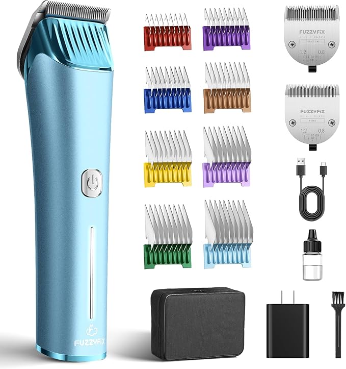 Professional Dog Grooming Clipper with Replacement Blade, 5-in-1 Adjustable Blade Cordless Pet Grooming Kit 2 Speed Trimmer Hair Shaver with Detachable Metal Combs Nova for Animal Horse