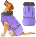 Dogcheer Warm Dog Coat, Waterproof Dog Jacket Christmas Puppy Winter Coat with Buckle, Reflective Adjustable Pet Snow Jacket Fleece Sweater for Small Medium Large Dogs - Taro Purple M