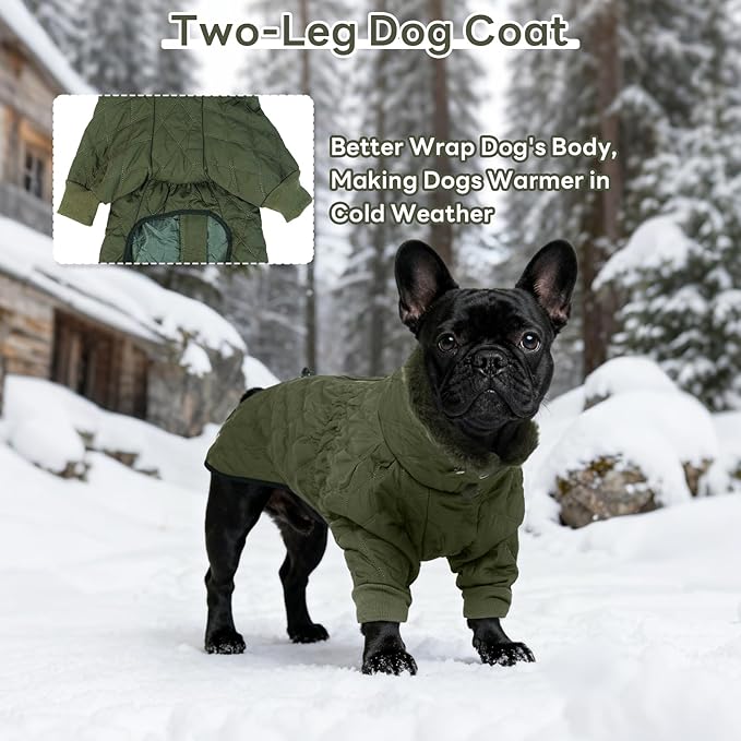 IDOMIK Dog Winter Coat for Medium Dogs, Warm Dog Winter Jacket with Fleece High Collar, Zippered Cold Weather Coats for Dogs, Waterproof Doggy Snow Jacket Clothes,Green,M