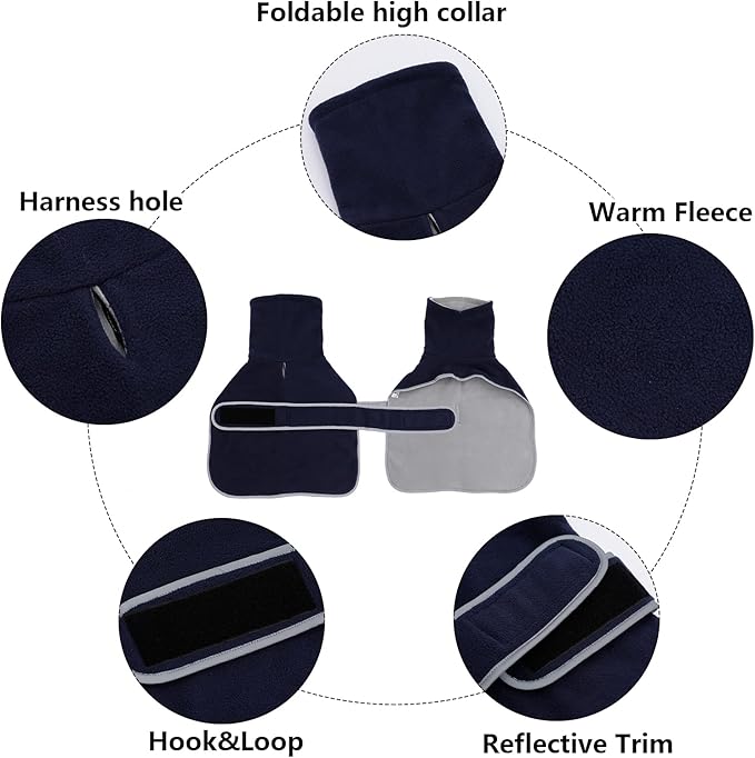 Geyecete Dachshund Sweaters for Dogs,Dog Jacket,Dachshund Coat Perfect Dog Winter Coat with Padded Fleece Lining and high Collar,Snowsuit with Adjustable Bands Sizes-Navy-M