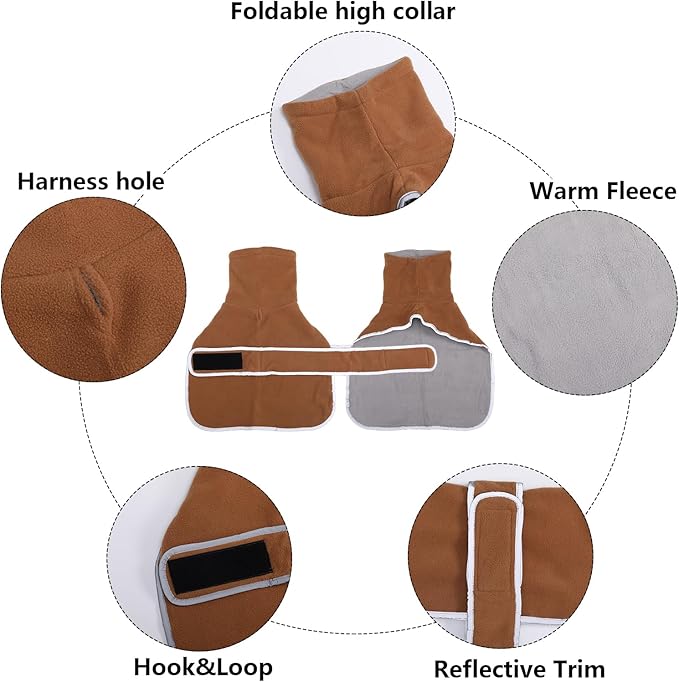 Geyecete Dachshund Sweaters for Dogs Jacket,Dachshund Coat Perfect Dog Winter Coat with Padded Fleece Lining,high Collar,Dog Snowsuit-Brown-M