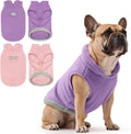 Idepet 2 Pack Dog Fleece Vest Sweater Warm Pullover Jacket with D-Ring Leash Reflective Winter Coat Hoodie for French Bulldog Pug Chihuahuas Yorkies Dachshunds(Purple&Pink,X-Large-French Bulldog)