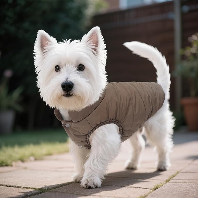 ASENKU Dog Winter Coat - Waterproof Windproof Dog Jacket, Warm Snowproof Doggie Puffer Vest for Cold Weather, Lightweight Snow Coats for Small Medium Large Dogs(M, Coffee)