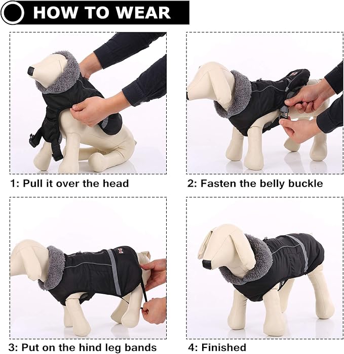 QBLEEV Warm Dog Coat Reflective Dog Jacket, Waterproof Dog Winter Coat Turtleneck Dog Clothes for Cold Weather, Thick Fleece Dog Snowsuit Christmas Dog Vest Pet Apparel for Small Medium Large Dogs 2XL