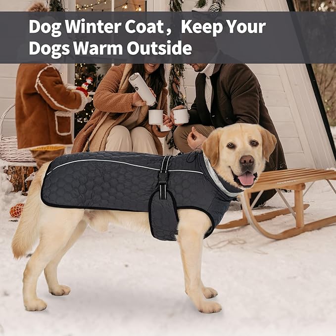 Dog Winter Coat for Small Medium Dogs, Reflective Dog Winter Jacket, Thick Fleece Snowsuit & Christmas Vest, Warm Water-Resistant Puppy Coat, Small Doggie Jackets for Cold Weather