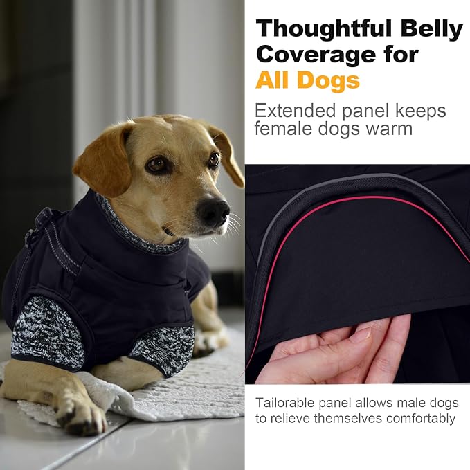 Lelepet Dog Coat 3 in 1 Waterproof Dog Winter Jacket with Harness Built in Windproof Snow Jakcet with Detachable Fleece Sweater Lining Reflective Thermal Cold Weather Coats for Small Medium Large Dogs