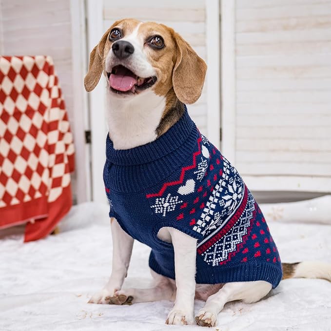 SCENEREAL XL Dog Sweaters Male and Female, Soft, Warm Turtleneck Extra Large Dog Sweater, Knitted Ugly Dog Christmas Outfits, Argyle Winter Clothes for Walking Outdoor