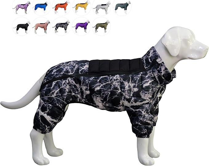 lovelonglong Dog Coat Dog Warm Jacket, 4 Legs Covered Waterproof Windproof Reflective Warm Dog Vest, Zippered Adjustable Outdoor Dog Snow Jacket for Small Medium Large Dogs micai-Black XXL