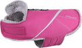 VIVAGLORY Snowrap Dog Coat, Jacket with Harness Hole & Velcro Closure, Dog Coat for Winter & Cold Weather, Fluffy Warm Fleece Lined Reflective Water Resistant for Puppy, XXS, Fuchsia