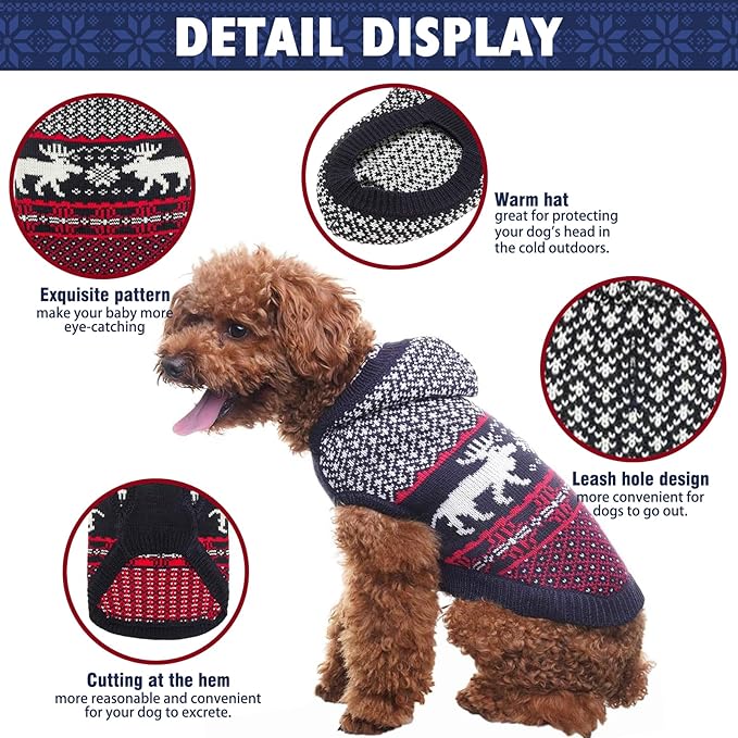 SCENEREAL Dog Sweater for Large Sized Dogs Girl Boy, Turtleneck Pullover Winter Puppy Clothes, Christmas Outfits, Pet Sweatshirt Apparel Knitwear for Golden Retriever, Labrador, Rottweiler, L