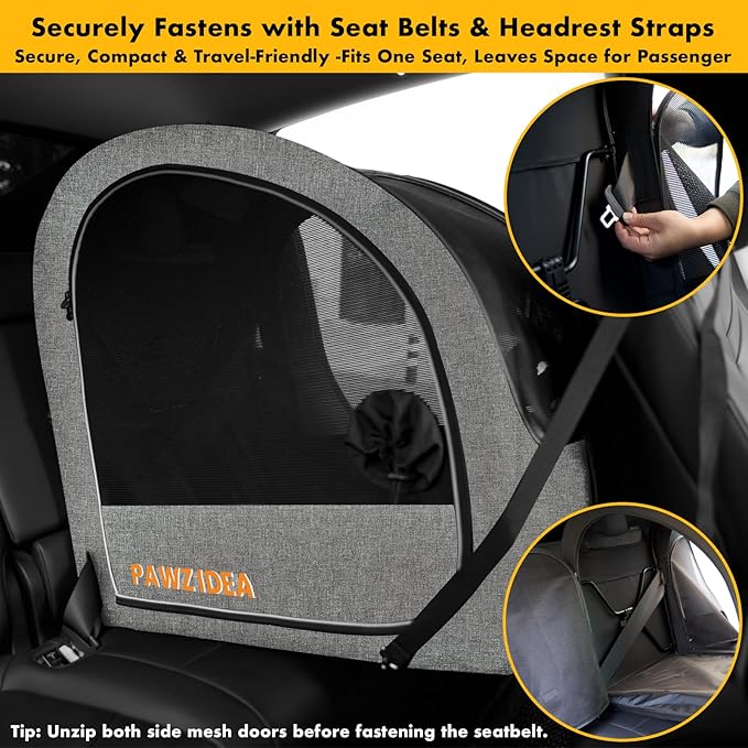 PAWZIDEA Large Dog Stroller with Detachable Carrier, Portable Dog Crate for Car Travel, Multiple Pet Strollers for Medium Dogs up to 80lbs, Adjustable Handle, All-Terrain 9” Wheels, Storage Organizer