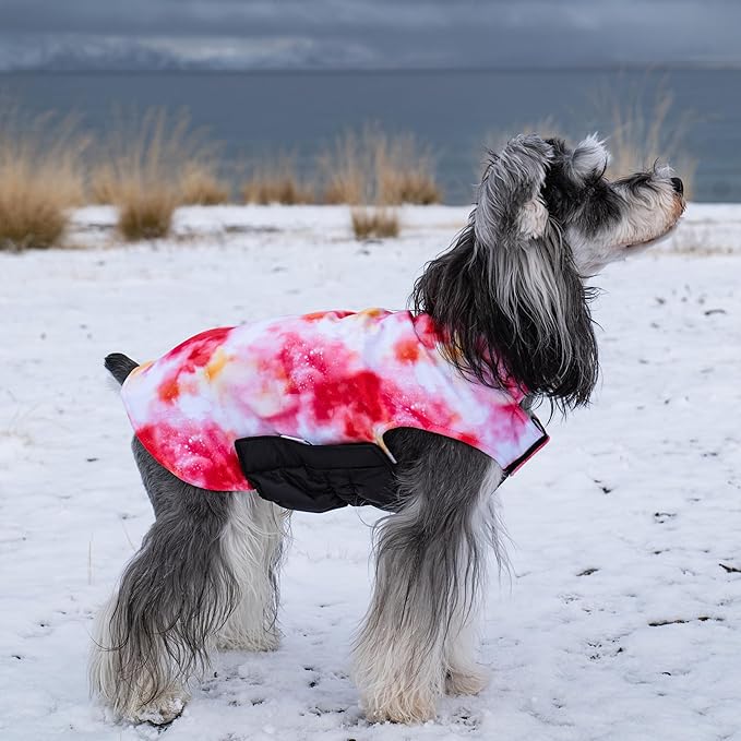 GMF Winter Dog Jacket Reversible Vest - Waterproof, Windproof, Thick Soft Coat with Leash Hole for Small to Large Dogs