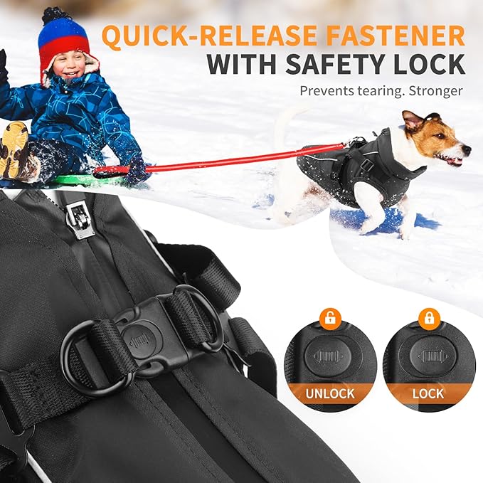 Dog Winter Coat Reflective Water-Resistant Jacket, Fleece Lined Windproof Puppy Coat with Back Zipper & D-Ring, Cold Weather Dog Coats for Small Medium Large Dogs (M, Black)
