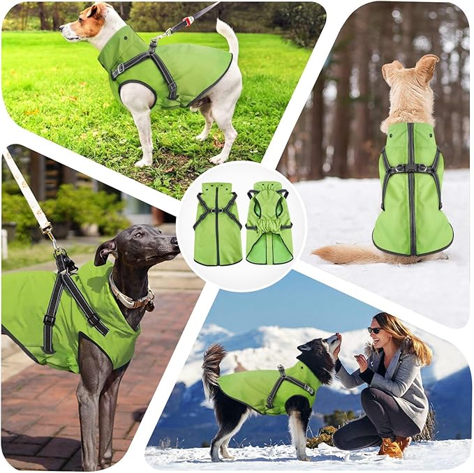 Mosucoirl Dog Raincoat Waterproof Dog Hoodie Reflective Dog Raincoat Hooded Adjustable Rain Jacket for Small Medium Large Dogs Puppies (Green, M)
