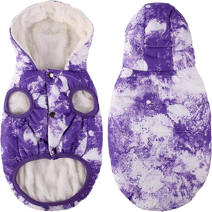 SAWMONG Fleece Hoodie, Windproof Waterproof Dog Coat with Fleece & Cotton Lining, Warm Jacket for Cold Weather Vest for Large Dogs
