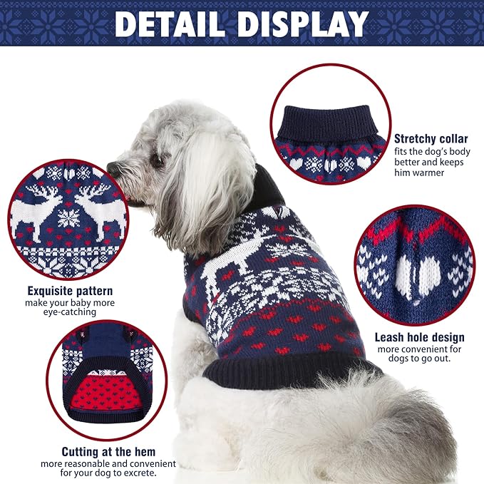 SCENEREAL Dog Girls Boys Sweater, Turtleneck Pullover Winter Puppy Clothes - Christmas Outfit, Knitwear for Dachshund, Yorkie, Chihuahua SM