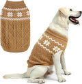Warm Winter Dog Sweater - Cold Weather Pet Clothes for Small Medium Large Dogs Indoor Outdoor, Soft Classic Knit Puppy Apparel, Khaki, M