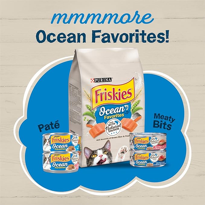 Purina Friskies Wet Cat Food Pate Ocean Favorites With Natural Tuna, Brown Rice and Peas - (Pack of 24) 5.5 oz. Cans