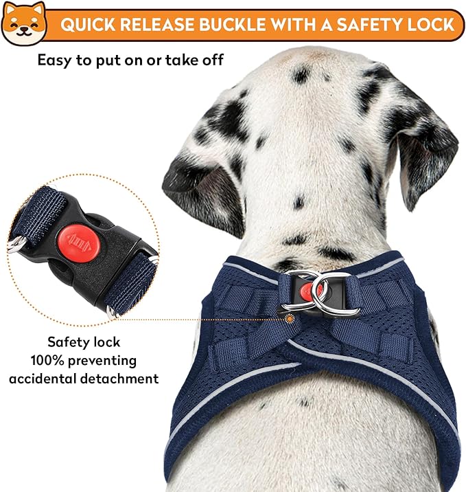 Dog Harness with Leash Set, No-Pull Step-in Reflective Pet Harness with 1 Leash Clips, Adjustable Soft Padded Easy Walk Dog Vest for Small Medium Large Dogs, Cats(Dark Blue, Small)