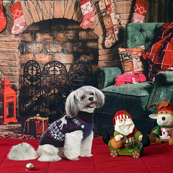 SCENEREAL Dog Girls Boys Sweater, Turtleneck Pullover Winter Puppy Clothes - Christmas Outfit, Knitwear for Dachshund, Yorkie, Chihuahua SM