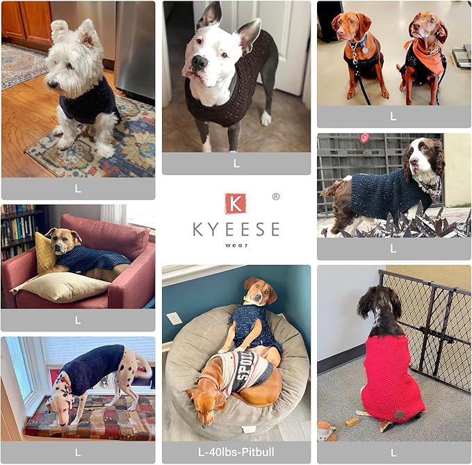 KYEESE Dog Sweater with Leash Hole Warm Pullover with Reflective Yarn for Small and Medium Dogs Male Soft Knit Pullover Boy Dog Coats Cozy Lightweight Thick Sweater,Brown,Large