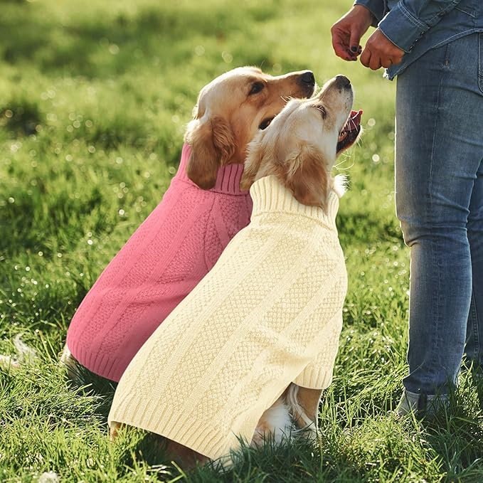 Queenmore XSmall Dog Sweater,Small Sweater for Dog,Soft Knitted Christmas Clothing,Turtleneck Pullover Puppy Sweaters for Dogs Girls Boys,Cozy Pet Knitwear for Teacup,Chihuahua(Light Apricot,XS)
