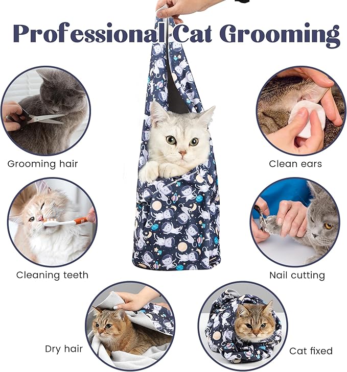 27.6'' Cat Wrap for Cutting Nails, Cat Restraint for Nail Clipping, Cat Swaddle Wrap, Cat Burrito Wrap Can Be Applied to Cat Nail Trimming, X-Large, Within 15lbs