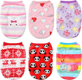 6 Pcs Puppy Clothes for Christmas Winter Warm Cute Pet Sweaters Flannel Dog Vest Paw Print Cat Clothes for Chihuahua Dachshunds Male Female Puppy(Animal Pattern,L(Body Length:13.8” Chest:17.7”))