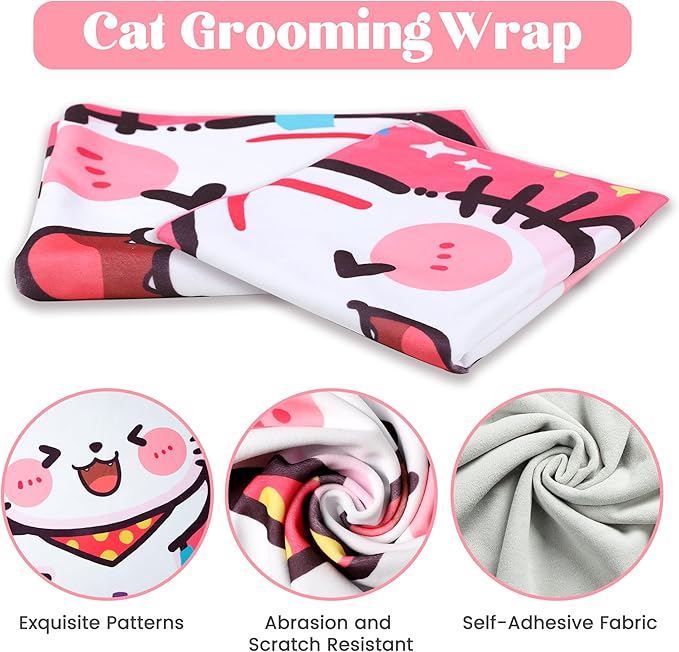 27.6" Cat Wrap for Cutting Nails, Cat Restraint for Nail Clipping, Cat Swaddle Wrap, Cat Burrito Wrap Can Be Applied to Cat Nail Trimming, X-Large, Within 15lbs