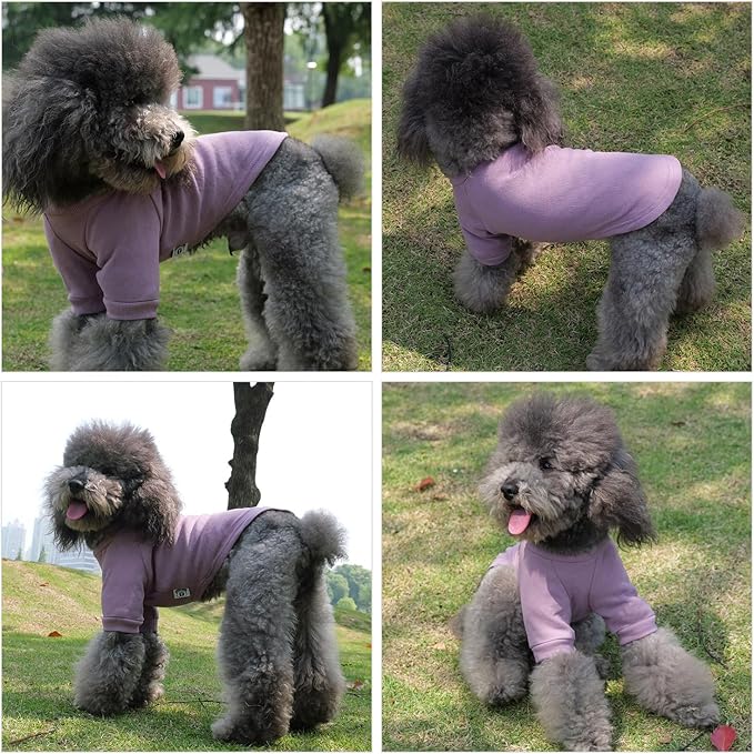Lovelonglong Ribbed Dog T-Shirt Cotton Knitted Dog Sweaters for All Season Pet T-Shirts for Large Medium Small Dogs Taro Purple XL