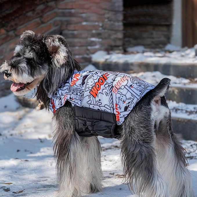 CuteBone Winter Jacket - Waterproof, Windproof, Reversible, Soft, Reversible Dog Vest - Thick Dog Cold Weather Coat - for Small to Large Dogs - Chest Size, Leash Hole