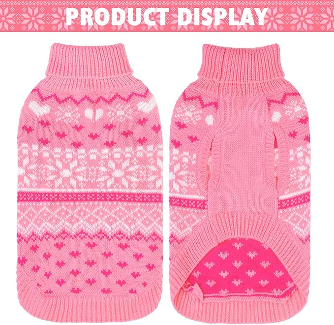 SCENEREAL Dog Sweaters for Large Medium Small Dogs, Soft, Warm Turtleneck Puppy Clothes Sweatshirt, Knitted Ugly Dog Christmas Outfits, Argyle Xmas Pet Cold Weather Coat for Girls Boys