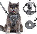 Escape Proof Cat Harness and Leash Set for All Types of Cats - Adjustable Reflective Soft Mesh Vest with 4 Buckles, Breathable Walking Harness for Kittens to XL Cats