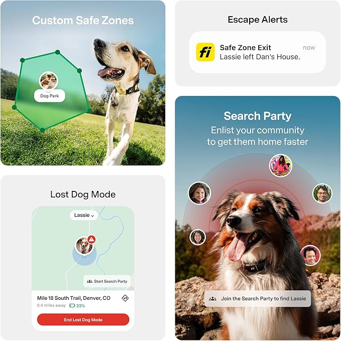 New Fi Series 3+ Smart Dog Tracker Collar – AI GPS for Dogs, Health & Behavior Monitor, Virtual Fence, Escape Alerts, Waterproof, Apple Watch Compatible 12Mo Membership Included