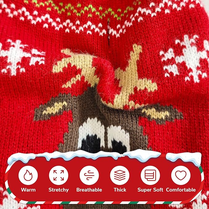 PETCARE Dog Christmas Sweater Red Ugly Funny Cute Cartoon Reindeer Cat Sweaters Jumper Holiday Dog Clothes Puppy Sweaters for Small Medium Large Dogs Fall Winter Outfits Xmas Dogs Costume,Medium