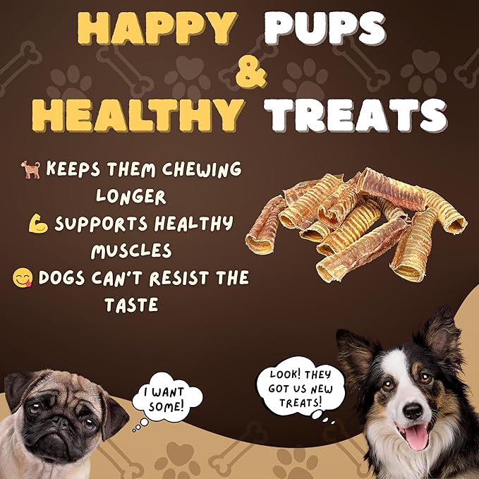 Woofley's Beef Trachea - (6 Inch 10 Pack) - Trachea Treats for Dogs - Natural Source of Glucosamine and Chondrotin for Joint Health - 100% Natural Beef Windpipe for Dogs