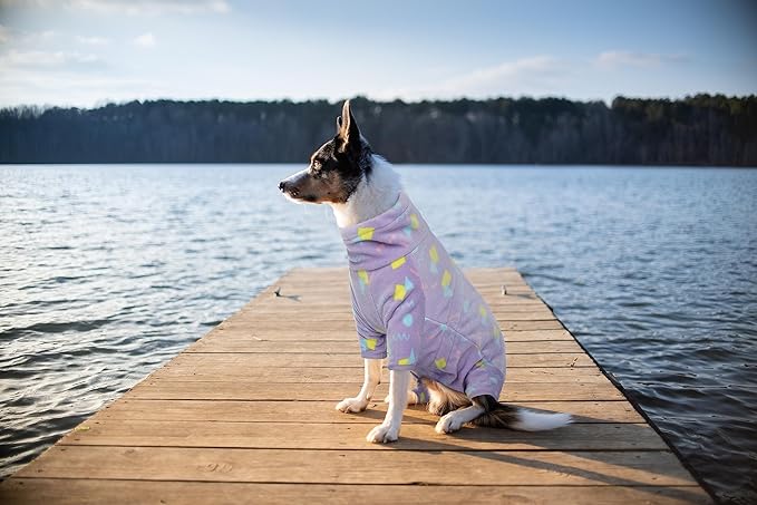 ROZKITCH Dog Fleece Coat, Pet Windproof Warm Cold Weather Jacket Vest with Luminous Zipper, Jumpsuit Apparel Outfit Clothes for Small Medium Large Dog Geometry L