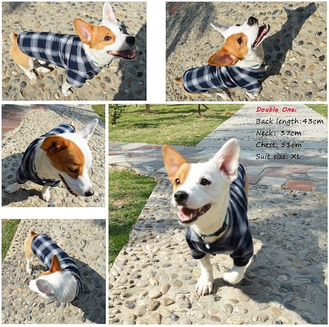 Koneseve Dog Shirt, Pet Plaid Clothes Shirt T-Shirt, Sweater Bottoming Shirt for Small Dog Cat Puppy Grid Adorable Wearing Stylish Cozy Halloween,Christmas Costumes (Blue;S/Small)